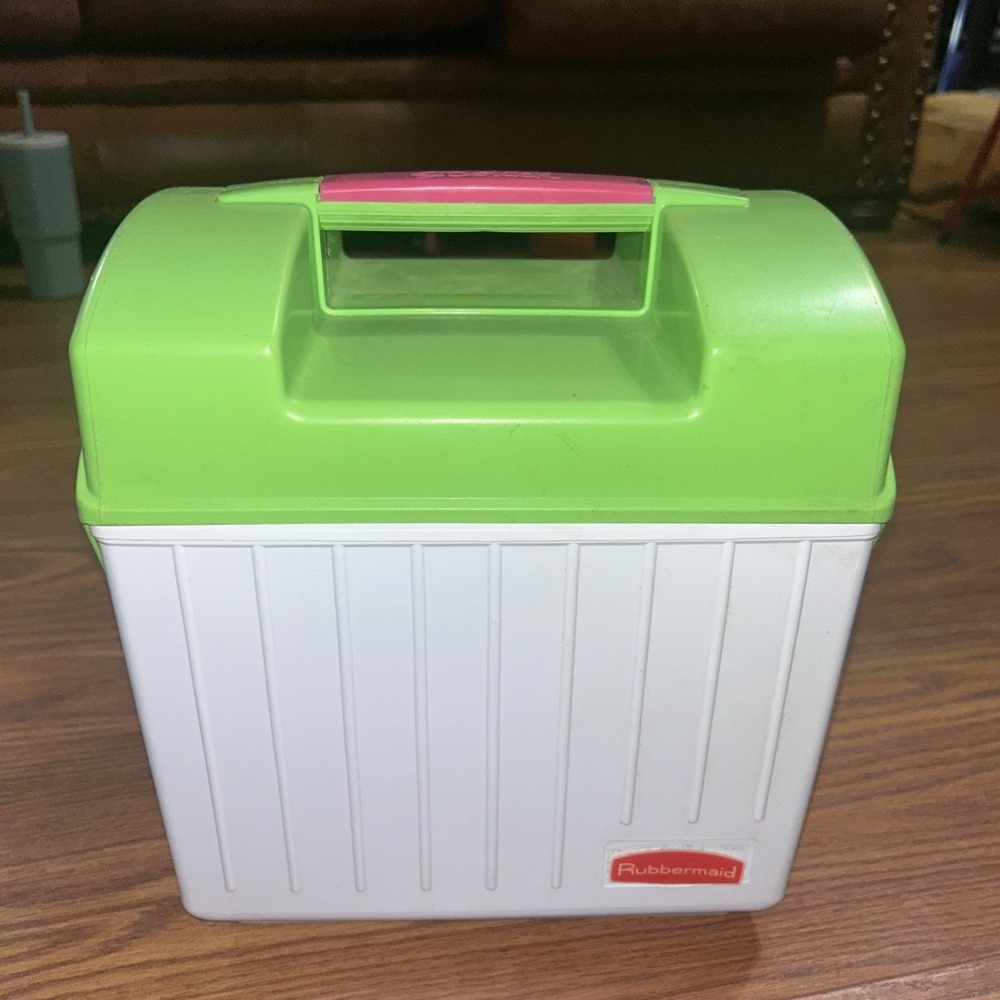 Vintage Lime Rubbermaid Model 1922 Sidekick Personal Cooler Lunchbox 6-Pk 3-Qt